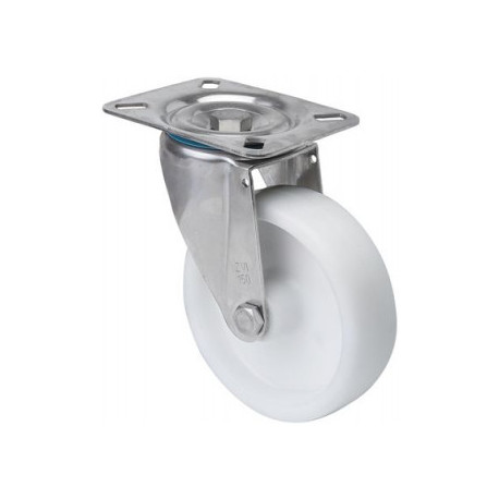 Rueda giratoria INOX.10ZVLI125-UT POLIAMIX blanco eje liso ALEX