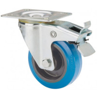 Rueda giratoria con freno pol/goma azul Ø80 130kg ALEX