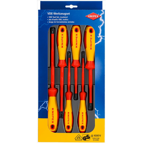 Juego 6 destornilladores aislados 1000V 2xPH 4xPL KNIPEX
