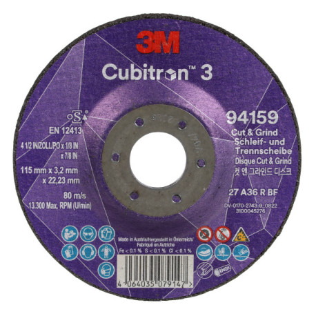 Disco corte/desbaste cubitron 3 36+ T27 115mmx3,2mmx22,23mm 3M
