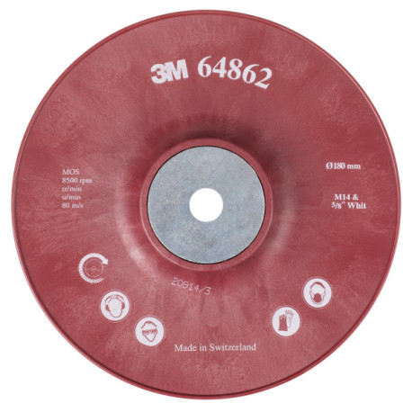 Plato soporte estriado 178mm rojo 64862 alto rendimiento 3M