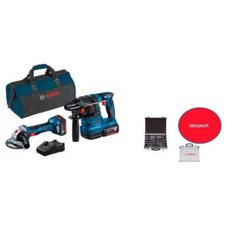Lote 2 martillos+miniamoladora+2 baterias+cargador+bolsa BOSCH