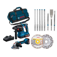 Lote 4 1 martillo+1 miniamoladora+2 bat+1 cargador+1 bolsa BOSCH