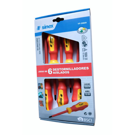 Juego 6 destornilladores aislados VDE SINEX