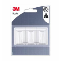 Gancho adhesivo plastico blanco rectangular L (pack 2) 3M