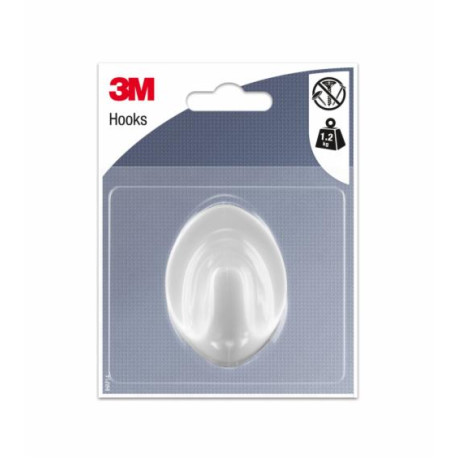 Gancho adhesivo plastico blanco ovalado L (pack 1) 3M