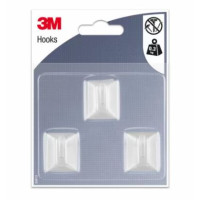 Gancho adhesivo plastico blanco rectangular S (pack 3) 3M