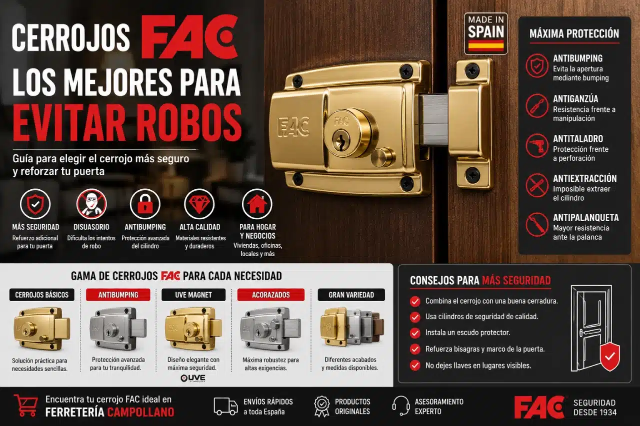 Cerrojo FAC antibumping instalado en una puerta de entrada para mejorar la seguridad Cerrojo FAC antibumping instalado en una puerta de entrada para mejorar la seguridad