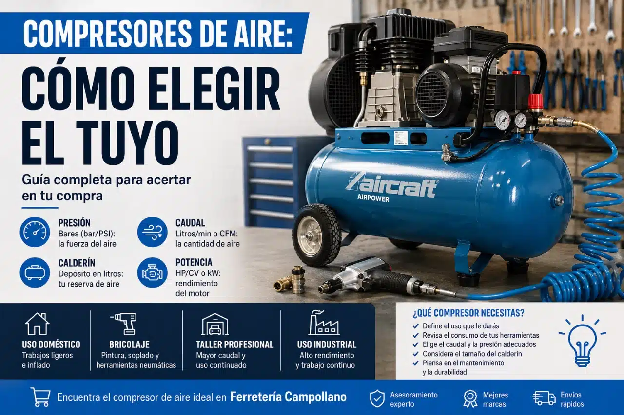 Compresor de aire para taller y bricolaje con herramientas neumáticas Compresor de aire para taller y bricolaje con herramientas neumáticas