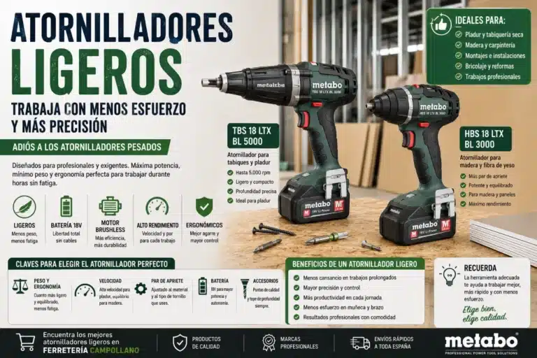 Atornilladores ligeros: cómo trabajar con menos esfuerzo y más precisión