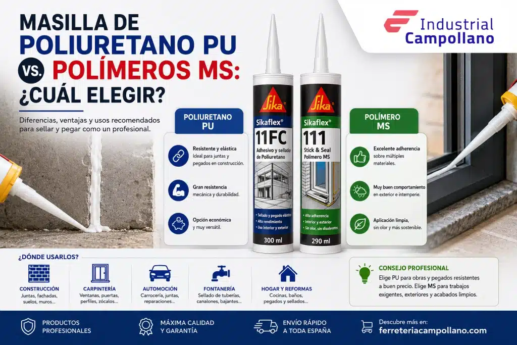 Comparativa entre masilla PU y polímeros MS Masilla de poliuretano PU y polímero MS para sellar juntas