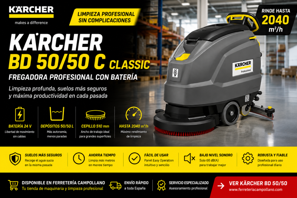 Fregadora Kärcher BD 50/50 C Classic para limpieza profesional de suelos Fregadora Kärcher BD 50/50 C Classic para limpieza profesional de suelos